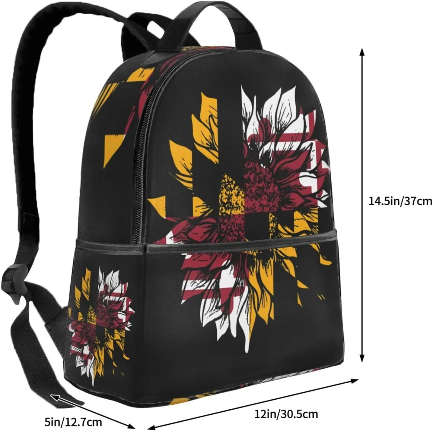 Sunflower Maryland Flag Casual Backpacks Laptop Backpack Carry-on Daypack Sports Travel Rucksack Lightweight Working Bag for Outdoor Hiking Cycling Walking
