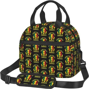 Surfing Is Wild In Jamaica Lion Sling Lunch Bag Portable Lunch Box Reusable Insulated Crossbody Lunchbags Cooler Tote Bag Meal Organizer for Picnic Work Travel