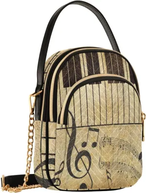 susiyo Music Note Piano Women's Crossbody Handbags with Zipper Phone Purse, Adjustable Strap Traveling Shoulder Bags for Credit Card Wristlet Wallet