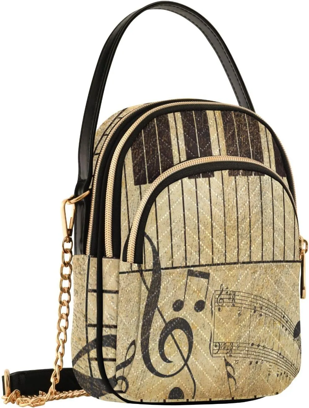 susiyo Music Note Piano Women's Crossbody Handbags with Zipper Phone Purse, Adjustable Strap Traveling Shoulder Bags for Credit Card Wristlet Wallet