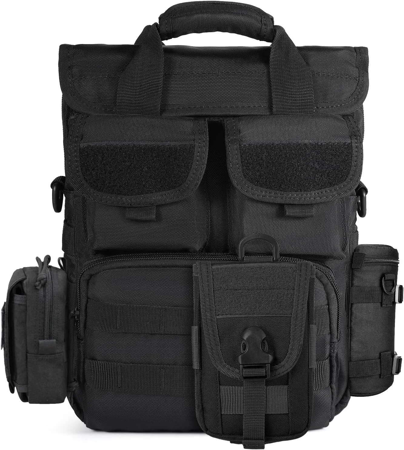 Tactical Messenger Bag Military MOLLE Sling Shoulder Pack Briefcase Laptop Assault Gear Handbags Utility Carry Satchel (Black, 13.3 inch)