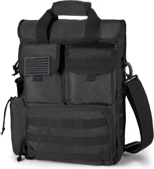 Tactical Messenger Bag Military MOLLE Sling Shoulder Pack Briefcase Laptop Assault Gear Handbags Utility Carry Satchel (Black, 17.3 inch)