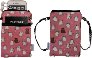 Tainada Women Crossbody Shoulder Travel Zippered Wallet Purse Clutch Phone Bag w/Detachable Strap (Cats Pattern Pink)