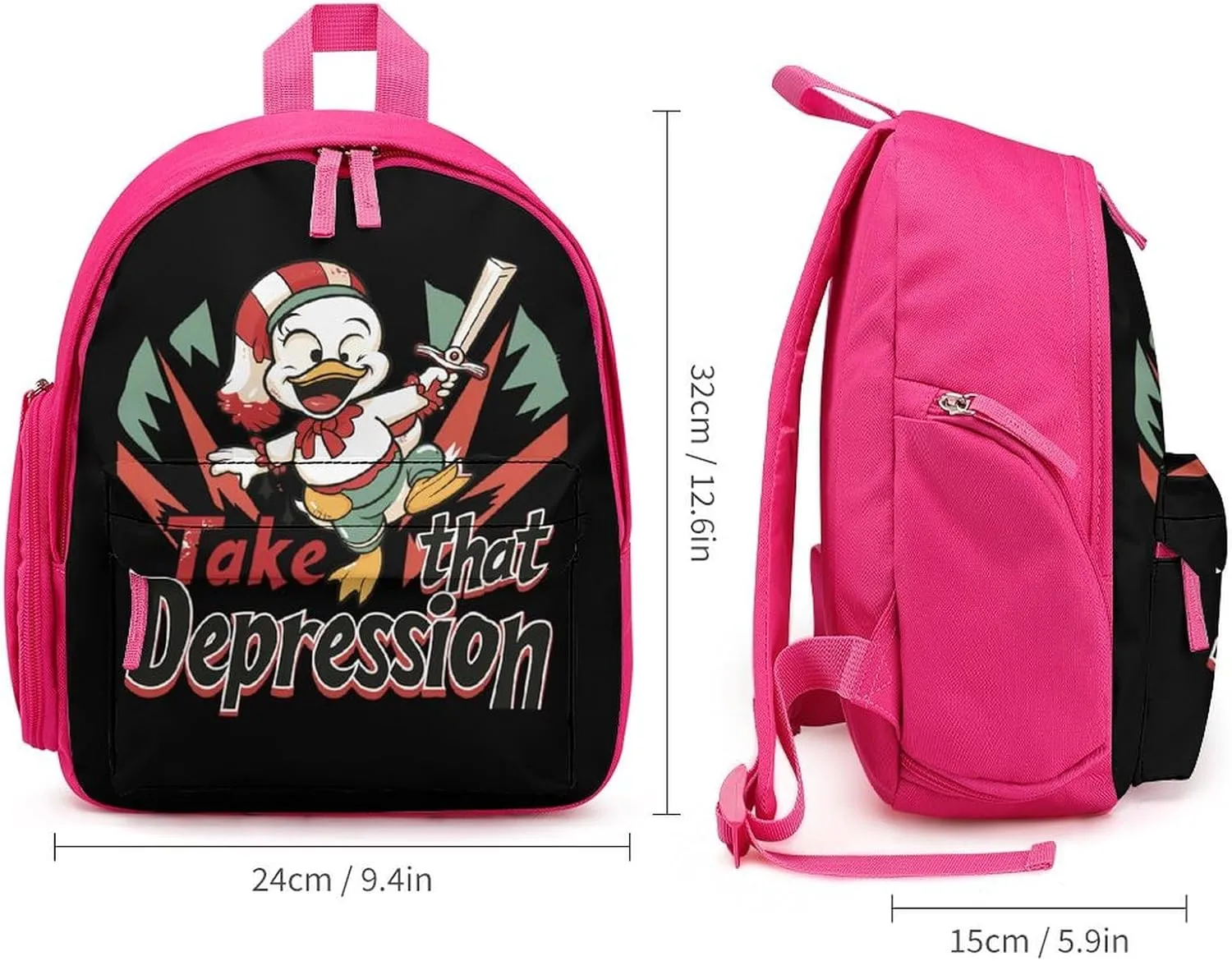 Take That Depression Small Basic Backpack Casual Lightweight Bag Cute Print Travel Pink-style