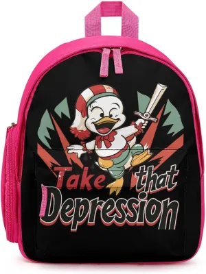 Take That Depression Small Basic Backpack Casual Lightweight Bag Cute Print Travel Pink-style