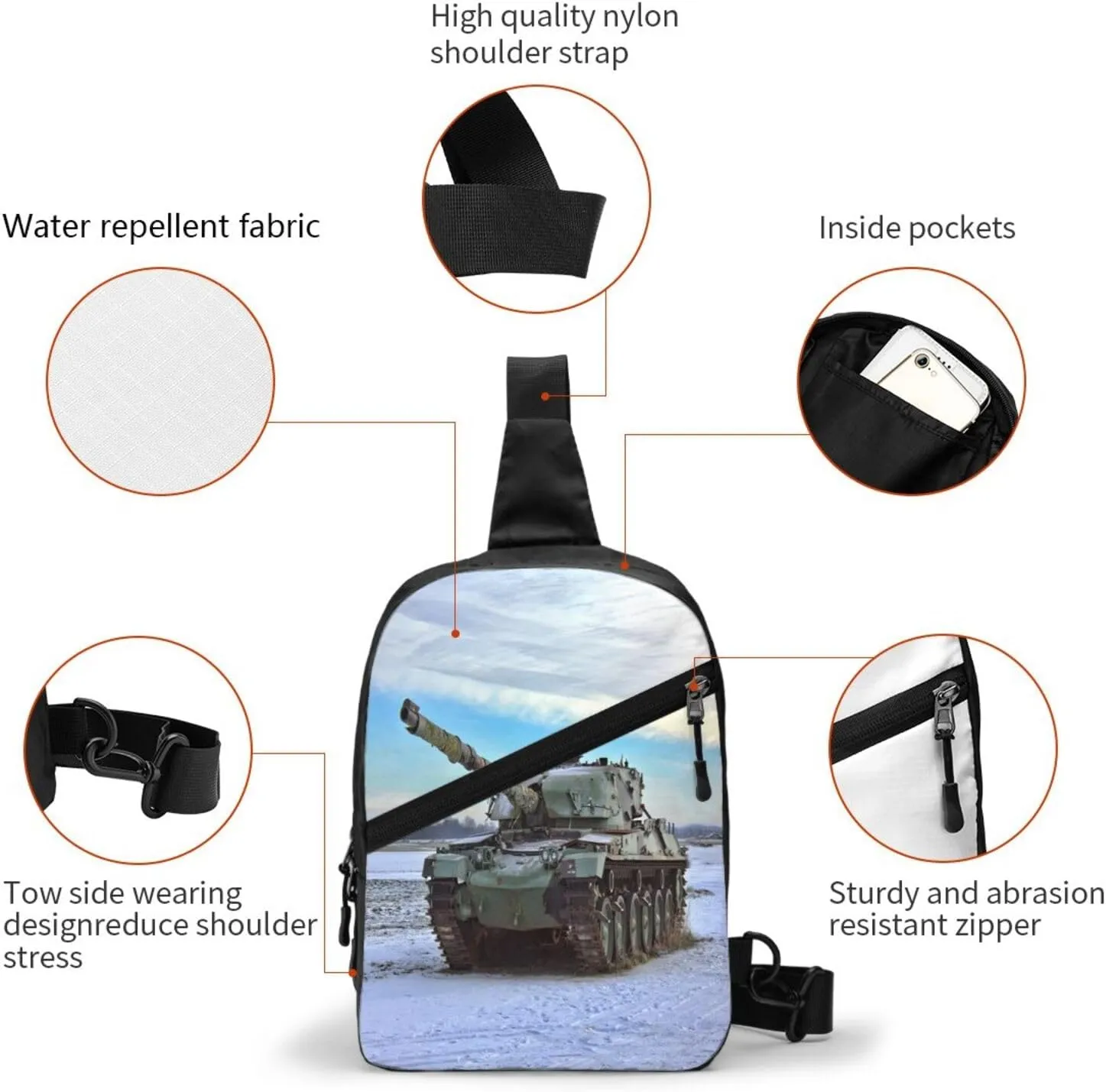 Tank Sling Bag for Men Women, Small Crossbody Sling Backpack Shoulder Chest Bag, Anti Theft Travel Hiking Sports