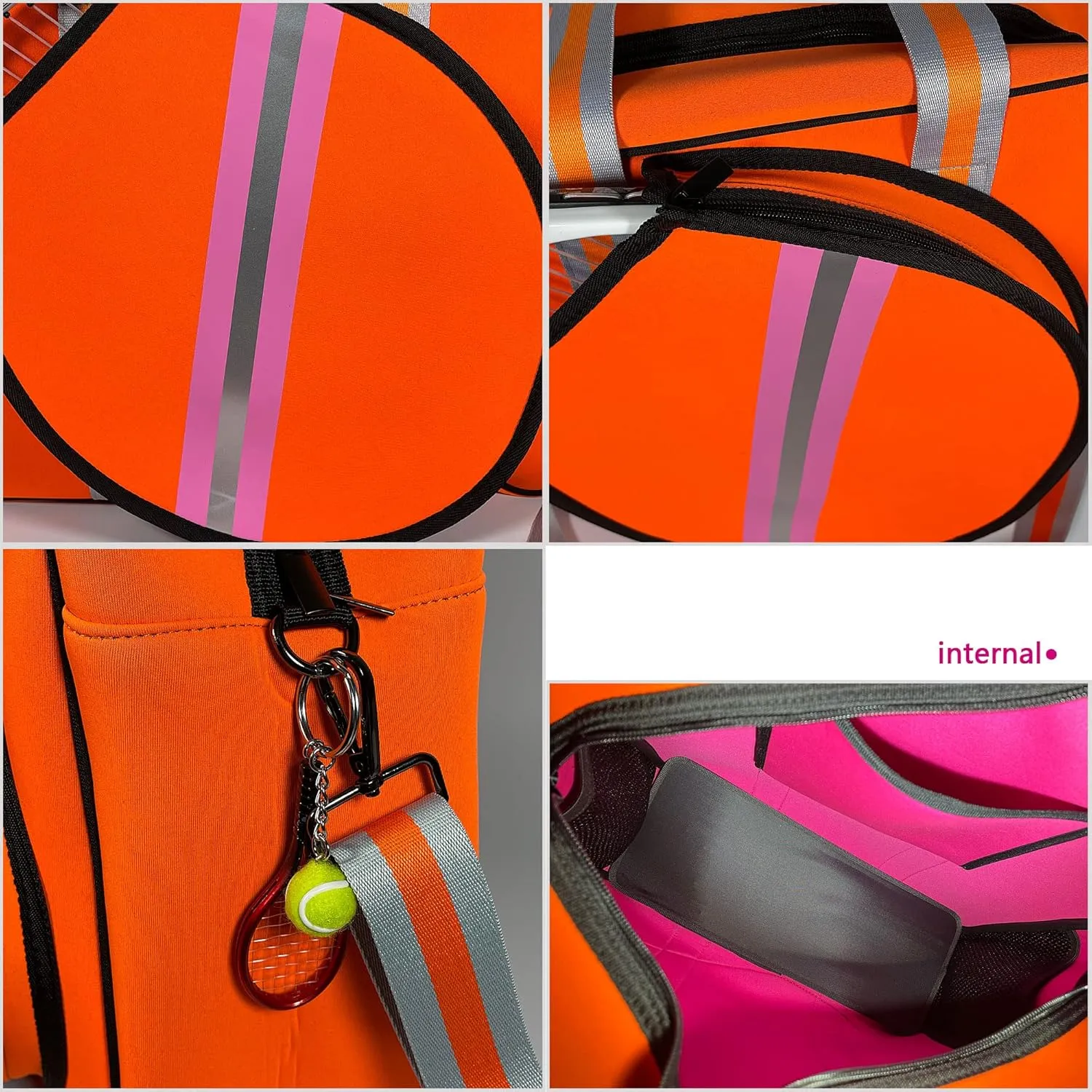 Tennis Sports Bag For Men&Women,Waterproof Neoprene Beach Bag,Soft High Capacity Shoulder Bag,Fashion Messenger Bag With Tennis Pendant