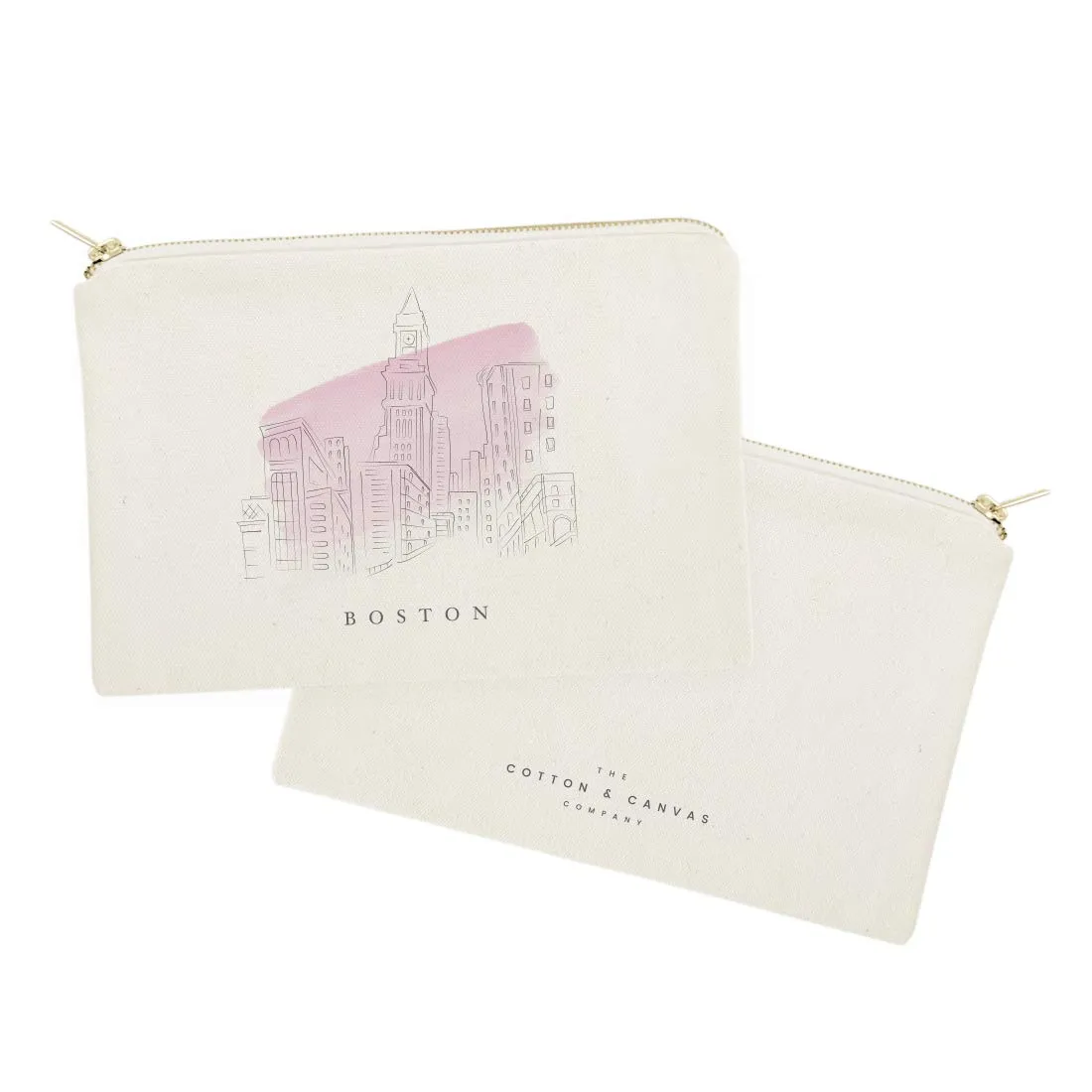 The Cotton & Canvas Co. Boston Cityscape, Skyline, Souvenir Cosmetic Bag and Travel Make Up Pouch