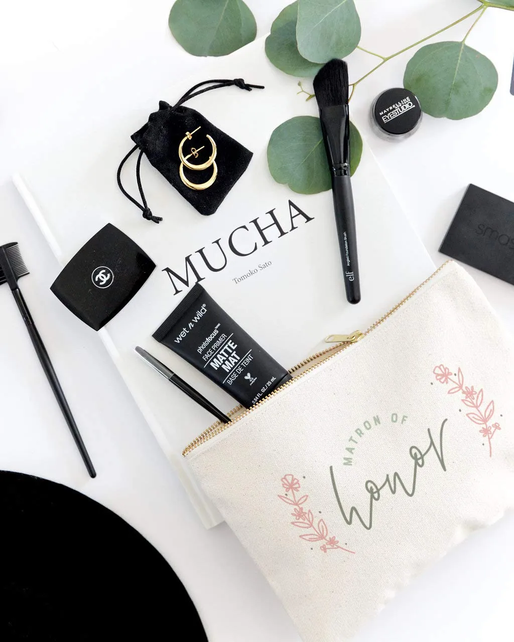 The Cotton & Canvas Co. Floral Matron of Honor Wedding Cosmetic Bag, Bridal Party Gift and Travel Make Up Pouch