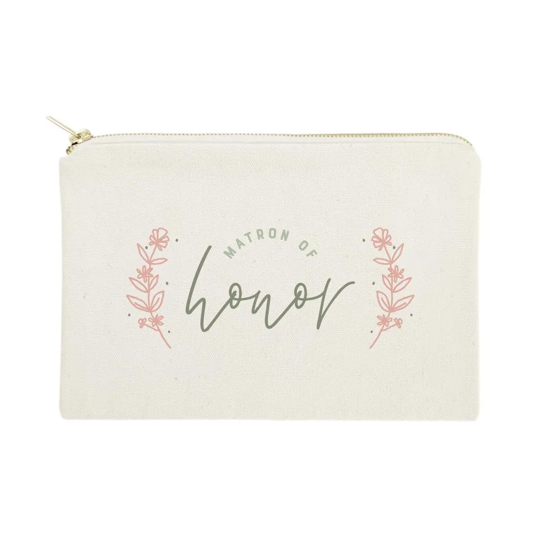 The Cotton & Canvas Co. Floral Matron of Honor Wedding Cosmetic Bag, Bridal Party Gift and Travel Make Up Pouch