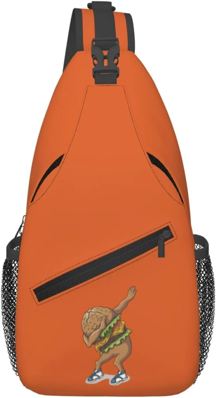 The Dancing Burger Crossbody Bags For Women Men Chest Backpack Gym Shoulder Bag Travel Outdoor Sports Casual Crossbody Bags