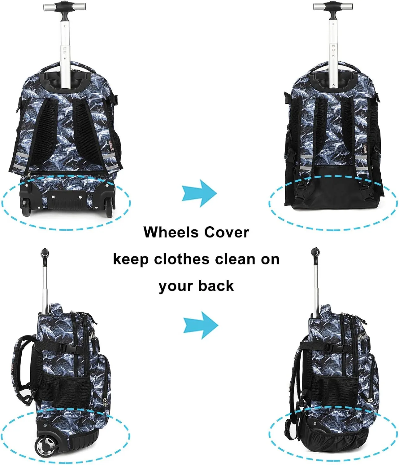 Tilami Rolling Backpack Armor Luggage School Travel Book Laptop 18 Inch Multifunction Wheeled Backpack Students