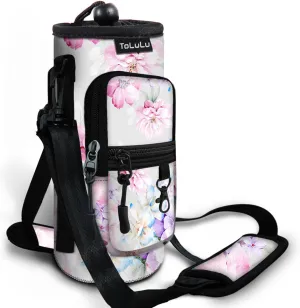 ToLuLu 25/32/40oz Water Bottle Carrier Bag Pocket,Insulated Neoprene Adjustable Shoulder Strap Water Bottle Pouch Case, Crossbody Water Bottle Holder Sling Sleeve for Men Women Adults