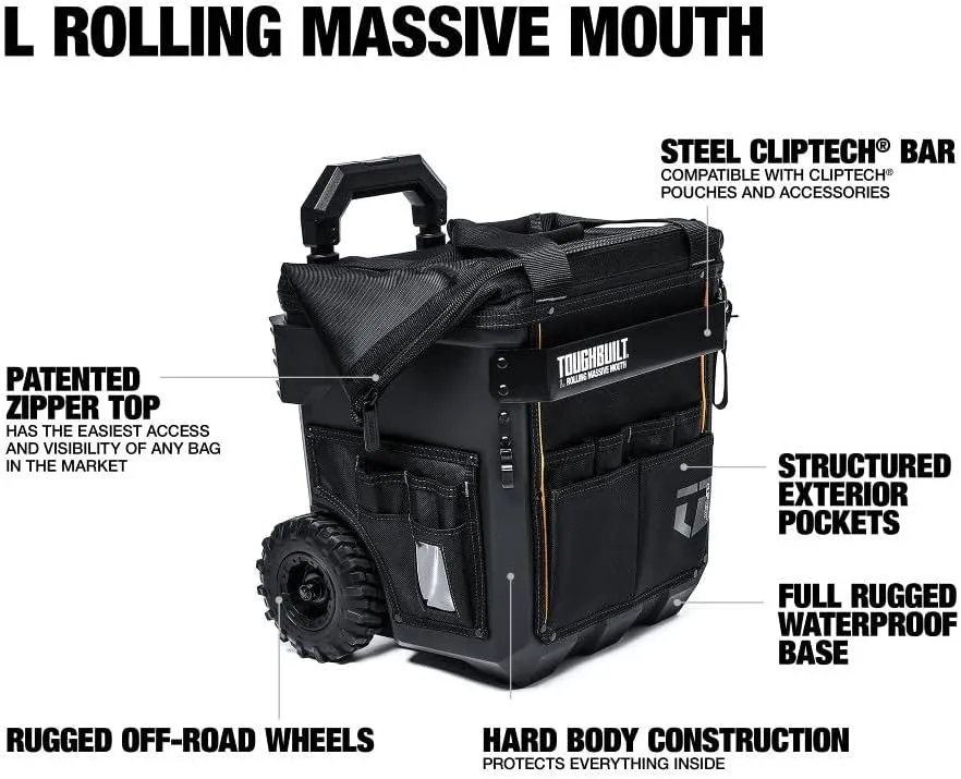 Toughbuilt CT-61-14 Large Rolling Massive Mouth Tool Bag 350mm / 14"