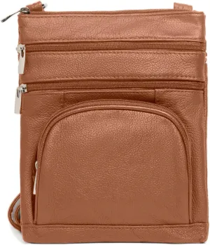TOVOSO Crossbody Bag for Women, Genuine Leather Multi-Pocket Purse with Adjustable Strap, RFID Protection, Built-In Wallet