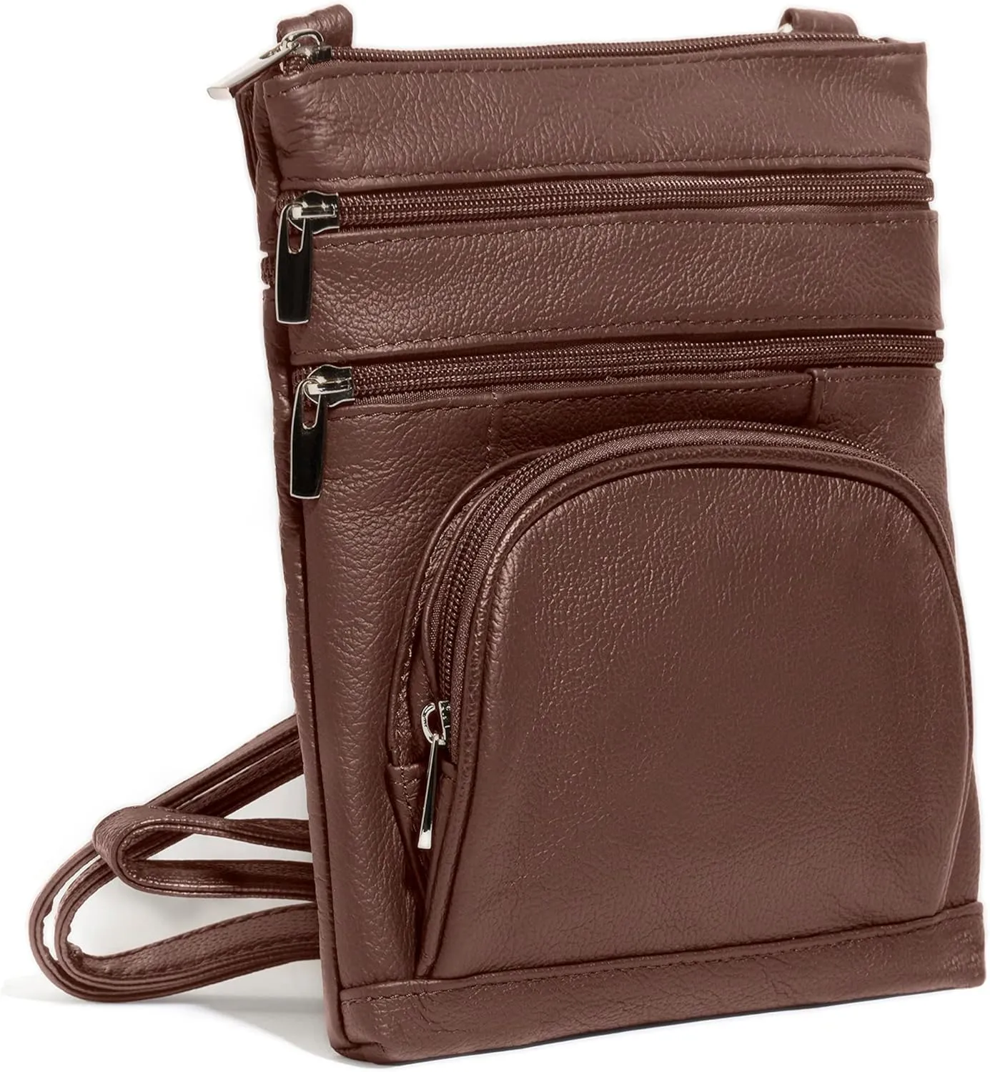 TOVOSO Crossbody Bag for Women, Genuine Leather Multi-Pocket Purse with Adjustable Strap, RFID Protection, Built-In Wallet