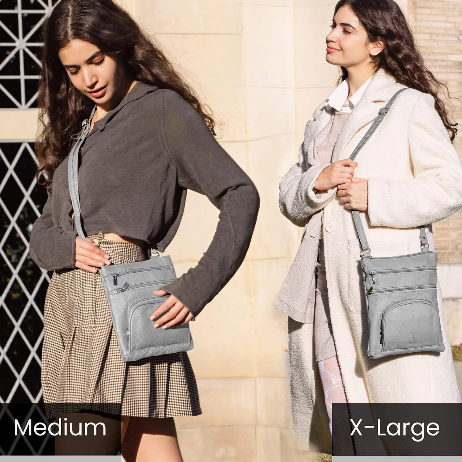 TOVOSO Crossbody Bag for Women, Genuine Leather Multi-Pocket Purse with Adjustable Strap, RFID Protection, Built-In Wallet