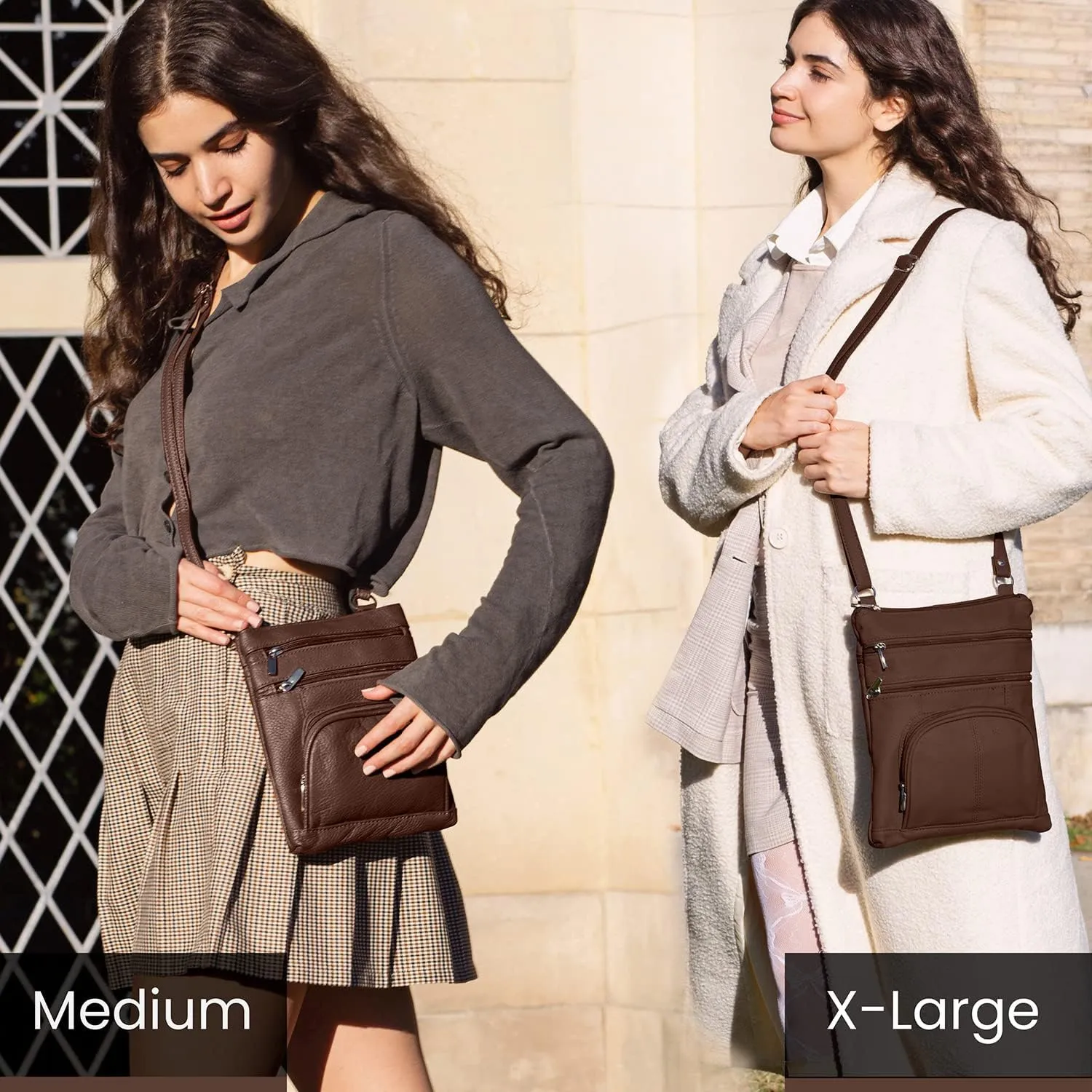 TOVOSO Crossbody Bag for Women, Genuine Leather Multi-Pocket Purse with Adjustable Strap, RFID Protection, Built-In Wallet