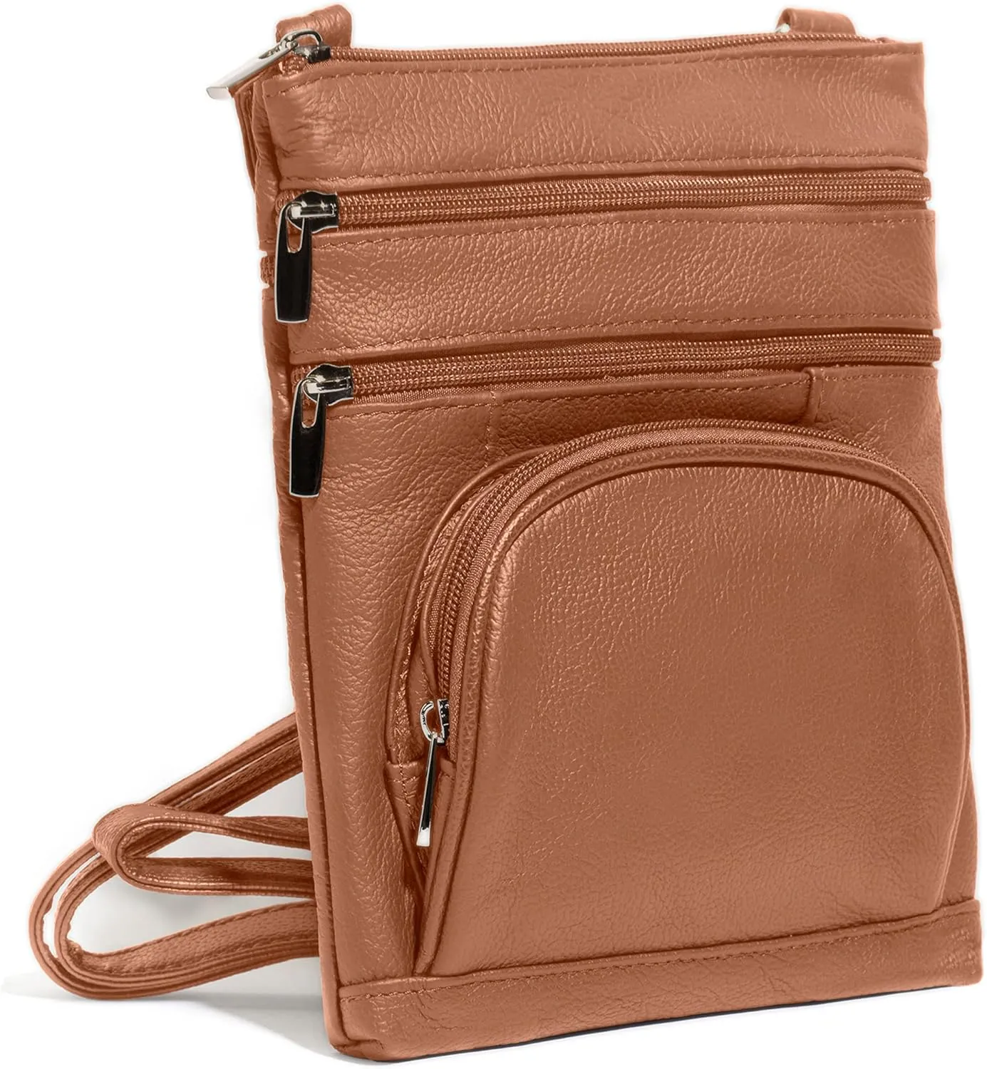 TOVOSO Crossbody Bag for Women, Genuine Leather Multi-Pocket Purse with Adjustable Strap, RFID Protection, Built-In Wallet