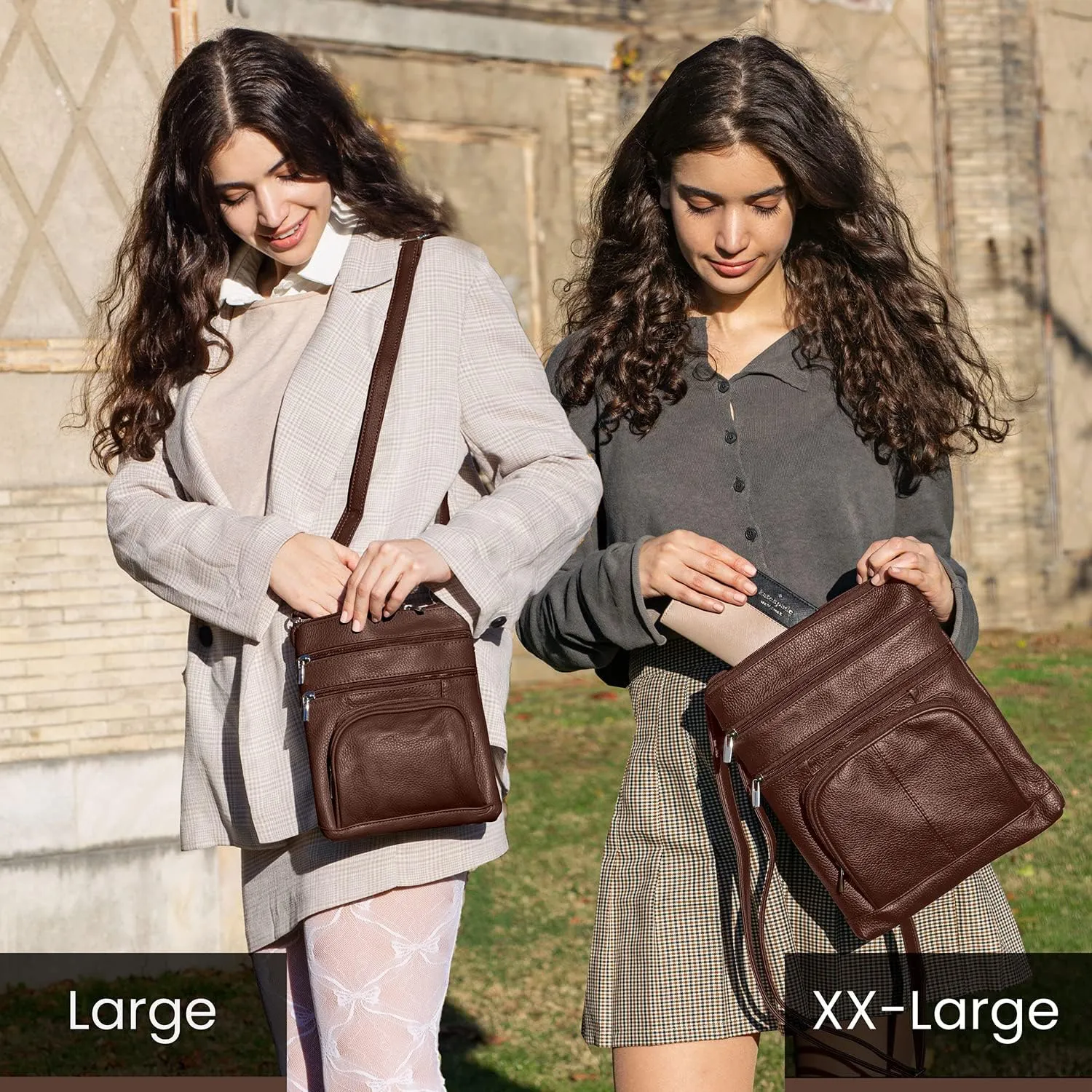 TOVOSO Crossbody Bag for Women, Genuine Leather Multi-Pocket Purse with Adjustable Strap, RFID Protection, Built-In Wallet