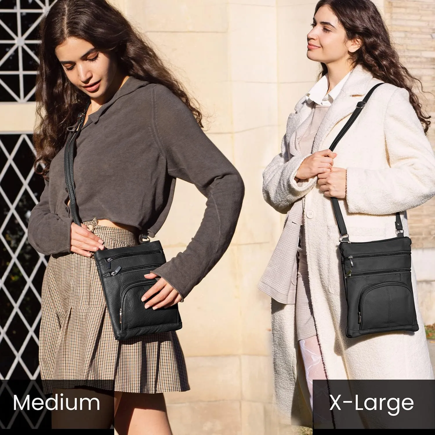 TOVOSO Crossbody Bag for Women, Genuine Leather Multi-Pocket Purse with Adjustable Strap, RFID Protection, Built-In Wallet
