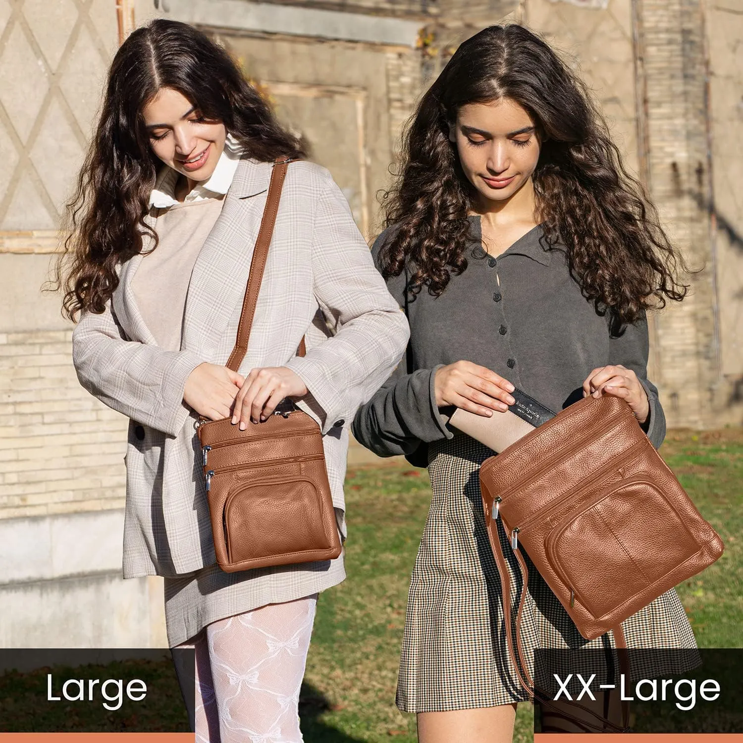 TOVOSO Crossbody Bag for Women, Genuine Leather Multi-Pocket Purse with Adjustable Strap, RFID Protection, Built-In Wallet