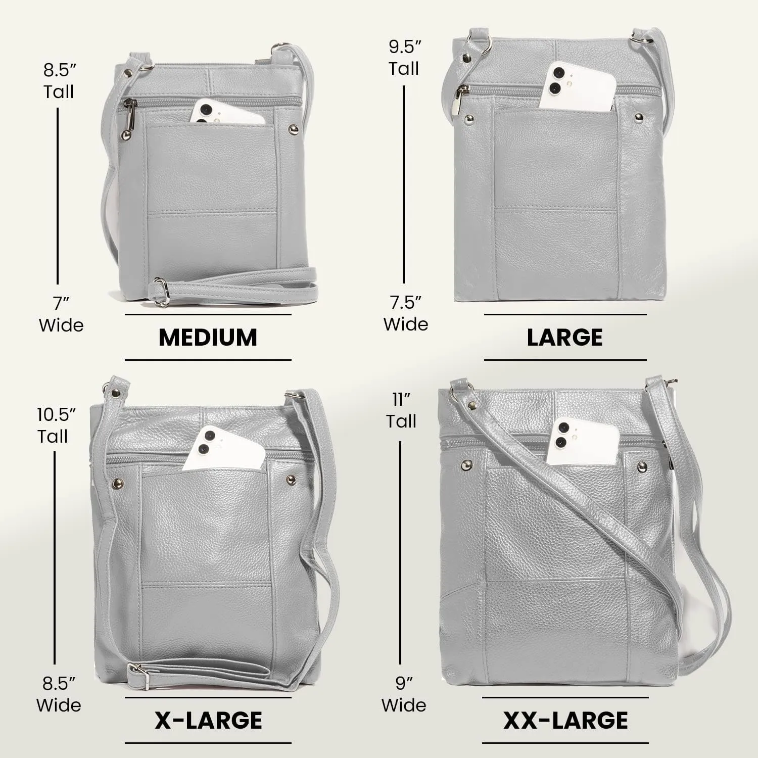 TOVOSO Crossbody Bag for Women, Genuine Leather Multi-Pocket Purse with Adjustable Strap, RFID Protection, Built-In Wallet