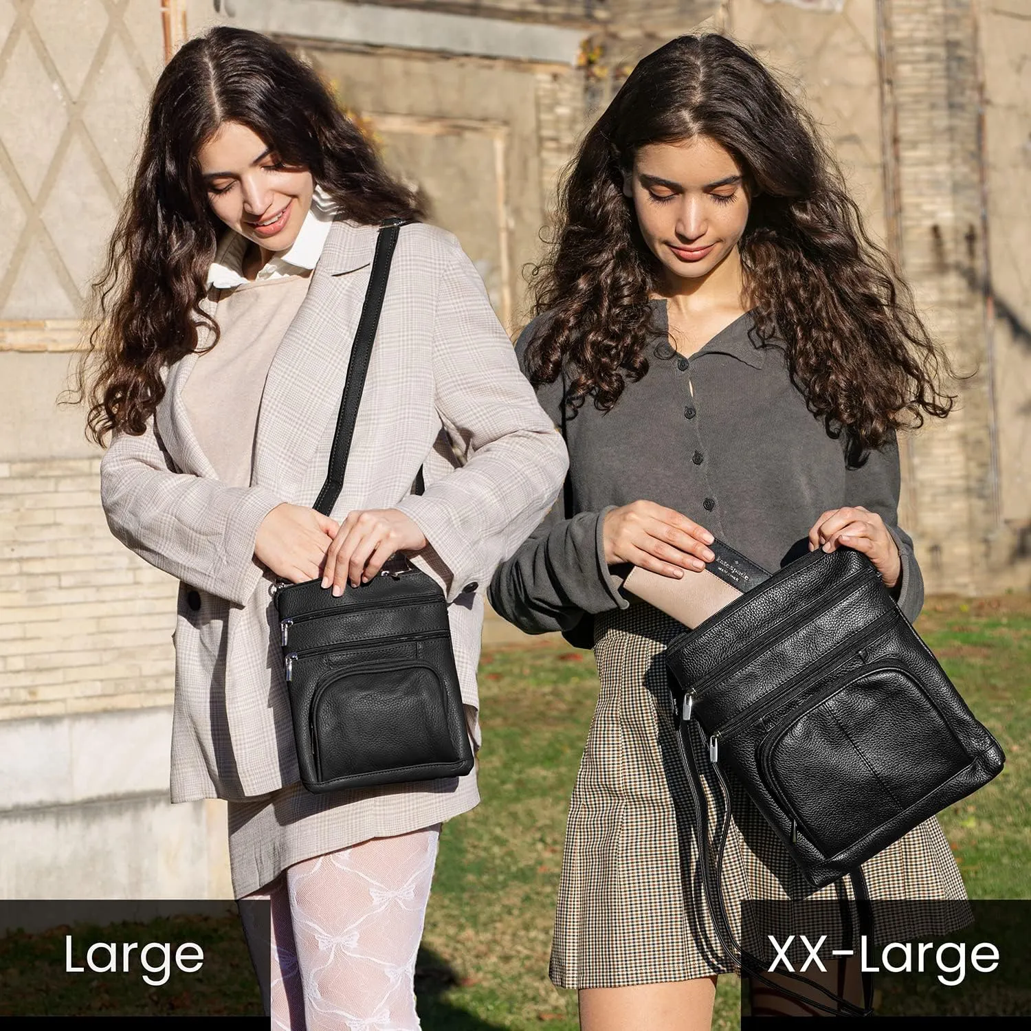 TOVOSO Crossbody Bag for Women, Genuine Leather Multi-Pocket Purse with Adjustable Strap, RFID Protection, Built-In Wallet