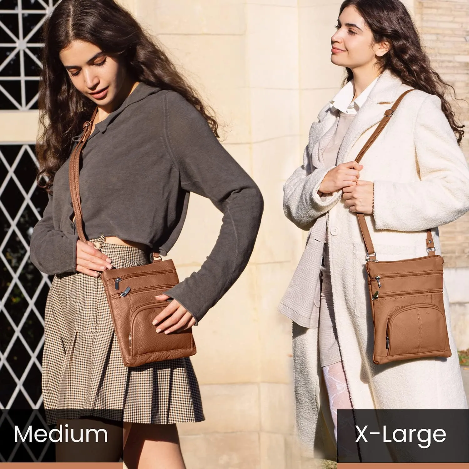 TOVOSO Crossbody Bag for Women, Genuine Leather Multi-Pocket Purse with Adjustable Strap, RFID Protection, Built-In Wallet
