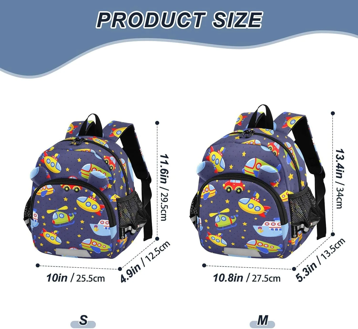 Transport Car Preschool Backpack Ship Plane Daycare Bookbag School Backpack with Traction Rope for Kids 3-6