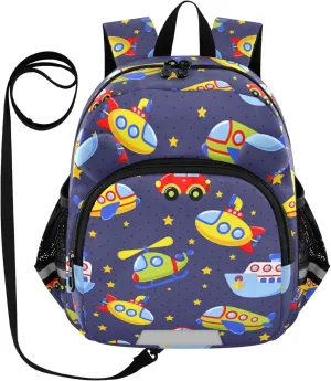 Transport Car Preschool Backpack Ship Plane Daycare Bookbag School Backpack with Traction Rope for Kids 3-6