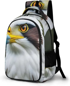 Travel Backpack for Women Men Spear Falcon, White Eagle Laptop Backpack Large Bookbag Computer Bag for Hiking