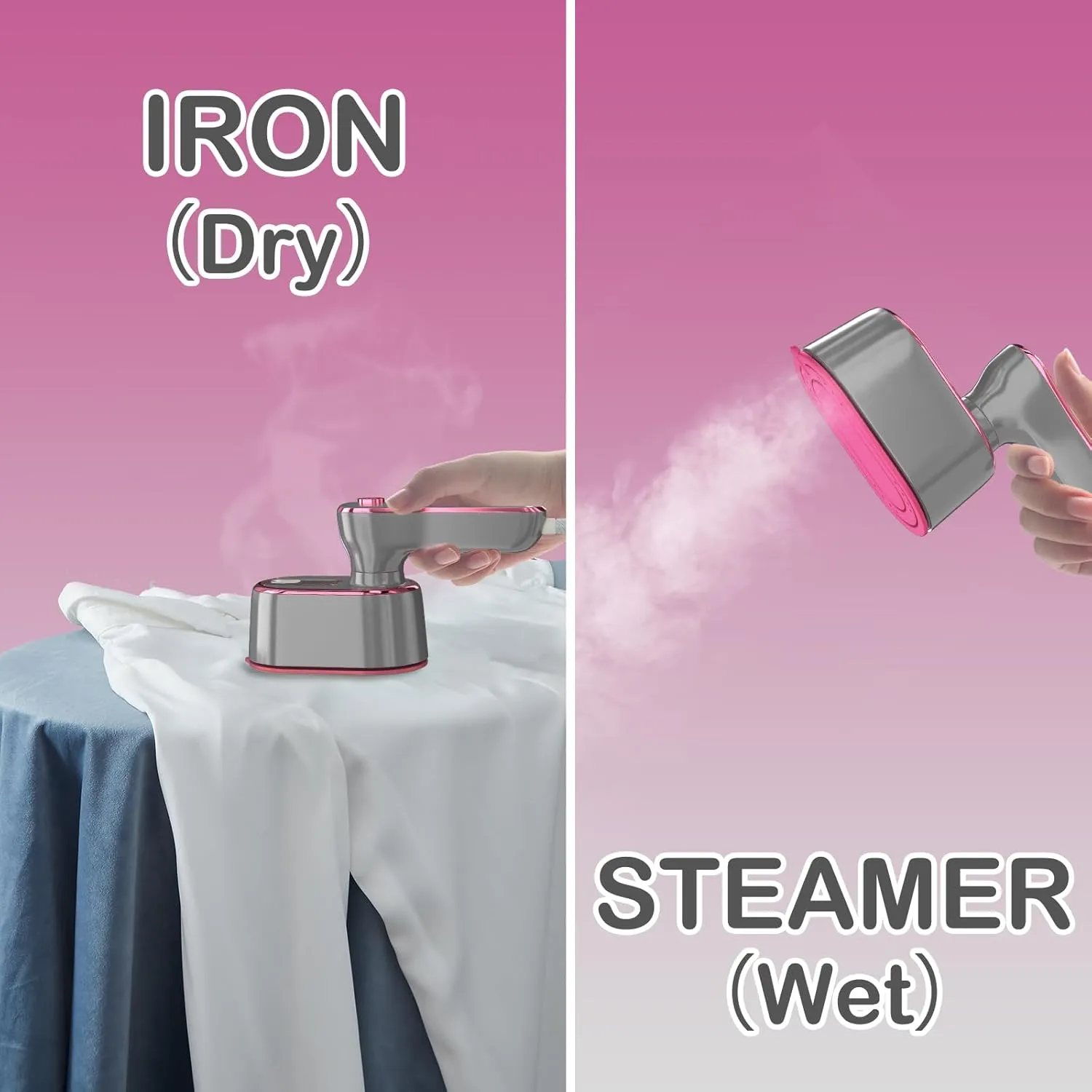 Travel Steamer Iron for Clothes - Portable Mini Ironing Machine, Small Size for College Dorm Home Essentials (Light Grey)