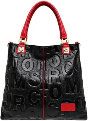 Trendy women's bag large capacity tote bag original design with embossed letter pattern beautiful bag cowhide material