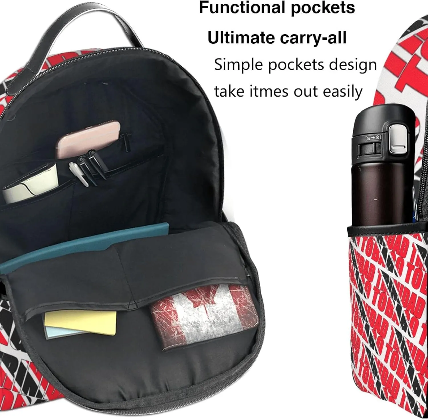 Trinidad and Tobago Flag Casual Backpacks Laptop Backpack Carry-on Daypack Sports Travel Rucksack Lightweight Working Bag for Outdoor Hiking Cycling Walking