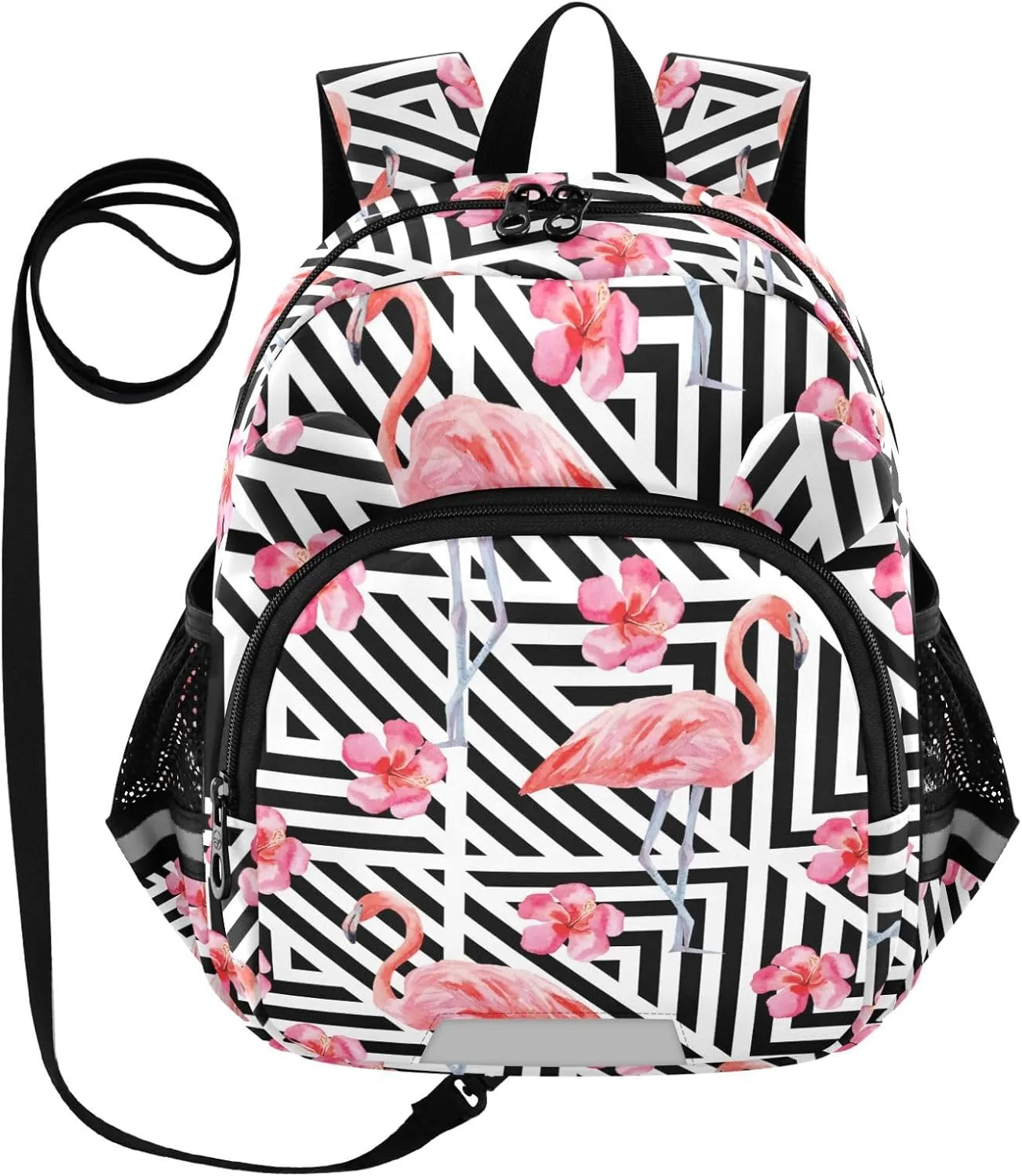 Tropic Flamingo Preschool Backpack Print Beautiful Daycare Bookbag School Backpack with Traction Rope for Kids 3-6