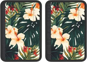Tropical Summer Hawaiian Flower Palm Leaves Car Seat Belt Pad 2 Pack Universal Fit Seatbelt Cover Soft and Comfortable Backpack Shoulder Pad Adjustable Neck Cushion Protector Harness Pad for Car Bag
