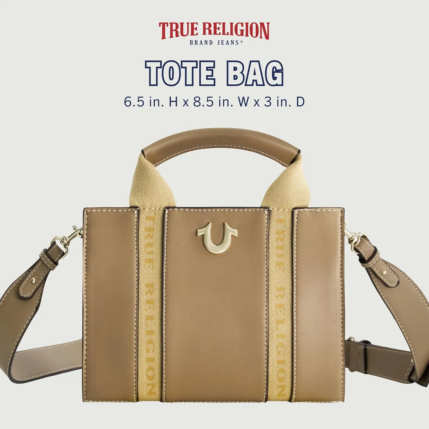 True Religion Tote Bag, Women's Mini Handbag with Adjustable Shoulder Strap