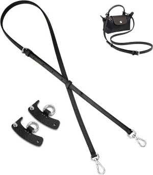 TUKYWAN Bag Straps for Longchamp Bag, Leather Purse Straps Adjustable for Mini Bag Handbag Crossbody Modification, Replacement Shoulder Straps Bag Transformation Set fit Le Pliage Mini
