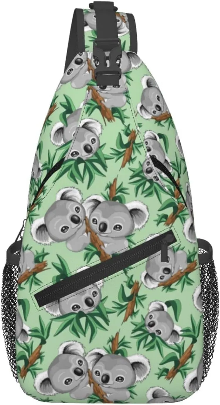 Twig Koala Sling Bag Unisex Crossbody Shoulder Bag Lightweight Chest Bag Casual Sling Backpack for Men Women Cycling Travel Hiking Daypacks
