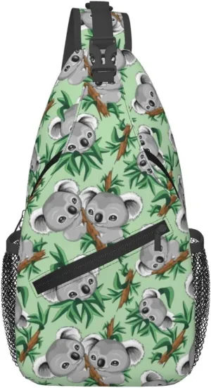 Twig Koala Sling Bag Unisex Crossbody Shoulder Bag Lightweight Chest Bag Casual Sling Backpack for Men Women Cycling Travel Hiking Daypacks