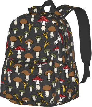 Types Colorful Different Mushroom Laptop Backpack Shoulder Bag Laptop Pack Travel Backpacks Commuter Back Pack Casual Daypack Bags With Side Pockets