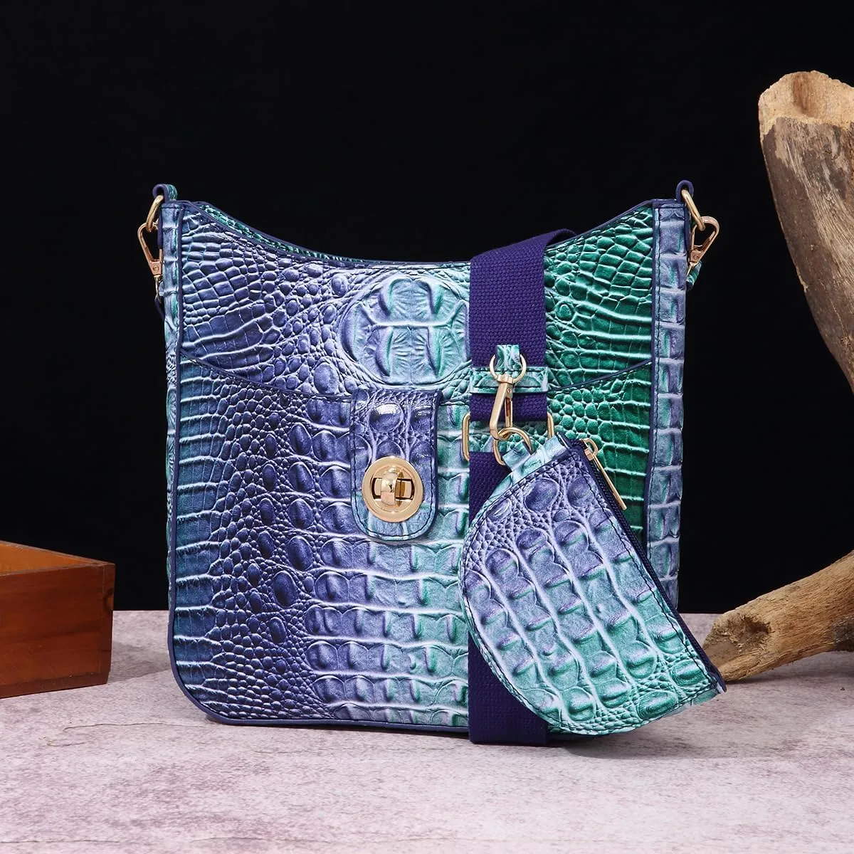 UBALDI Women Purse Satchel Bag Long Crossbody Classy Tote Bag Shoulder Purse Vegan Leather Ladies Handbags Embossed Pattern