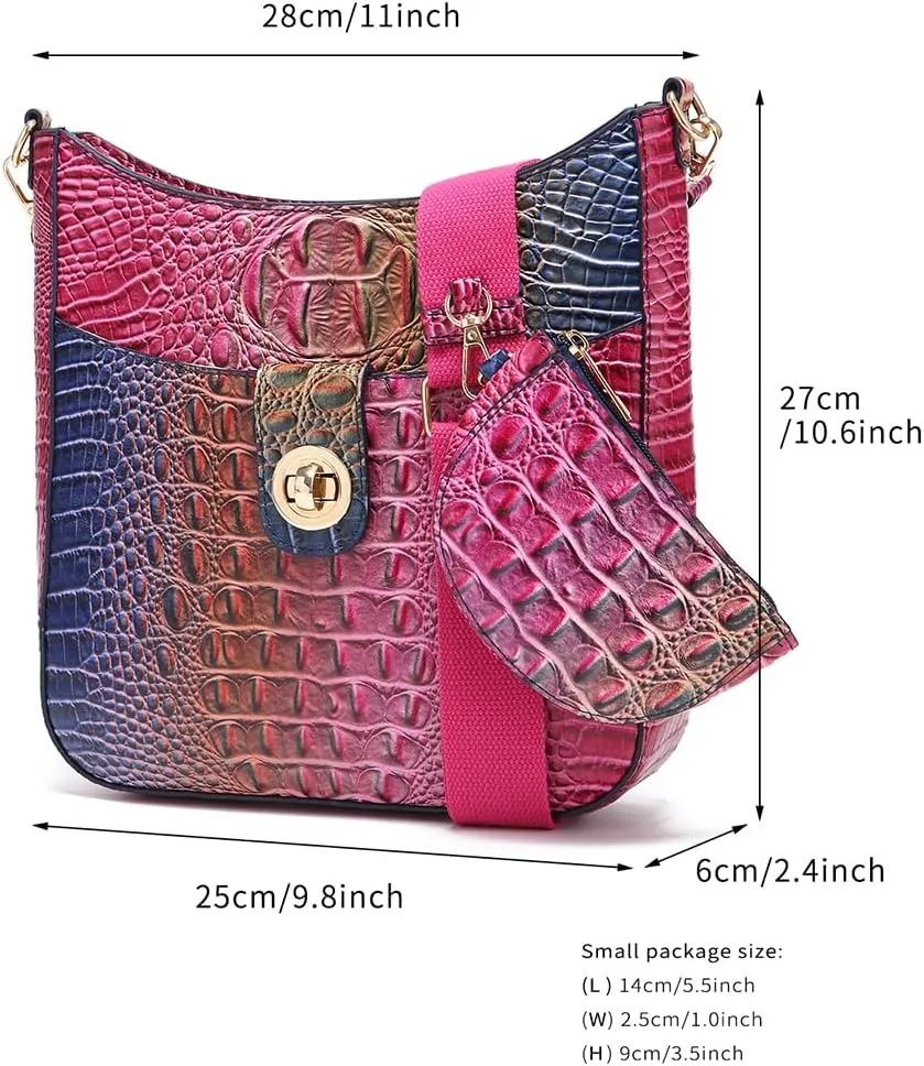 UBALDI Women Purse Satchel Bag Long Crossbody Classy Tote Bag Shoulder Purse Vegan Leather Ladies Handbags Embossed Pattern