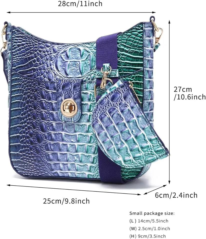 UBALDI Women Purse Satchel Bag Long Crossbody Classy Tote Bag Shoulder Purse Vegan Leather Ladies Handbags Embossed Pattern