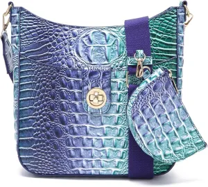 UBALDI Women Purse Satchel Bag Long Crossbody Classy Tote Bag Shoulder Purse Vegan Leather Ladies Handbags Embossed Pattern
