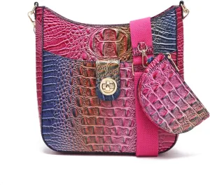 UBALDI Women Purse Satchel Bag Long Crossbody Classy Tote Bag Shoulder Purse Vegan Leather Ladies Handbags Embossed Pattern