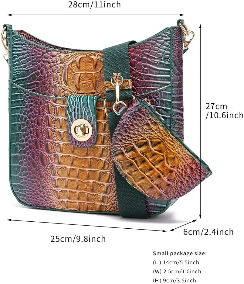 UBALDI Women Purse Satchel Bag Long Crossbody Classy Tote Bag Shoulder Purse Vegan Leather Ladies Handbags Embossed Pattern