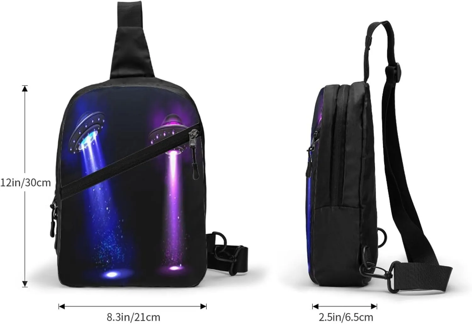 Ufo Alien Space Ships Sling Bag for Men Women, Small Crossbody Sling Backpack Shoulder Chest Bag, Anti Theft Travel Hiking Sports