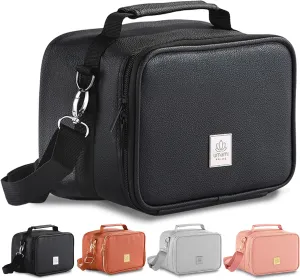 Umami Adult Lunch Box for Women/Men, Premium Vegan Leather Small Insulated Bag, Perfect Capacity, Reusable & Easy to Clean Office Lunch Bag for Women/Men, Cute & Practical Cooler Tote, Deep Black